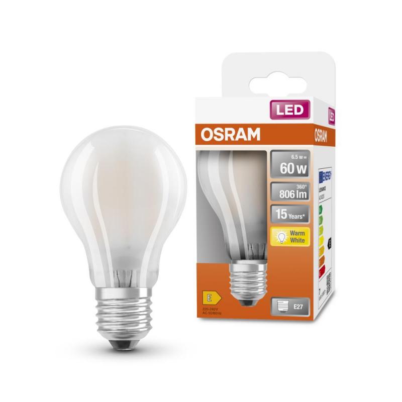 OSRAM E27 Retrofit Classic LED Lampe 6,5 W wie 60W warmweiß Birnenform